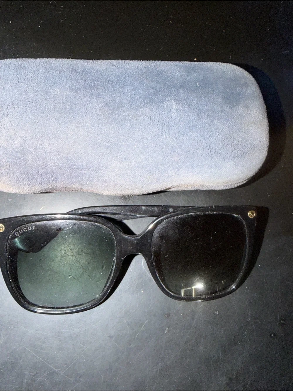 Gucci Black Square Sunglasses with Dark Lenses
